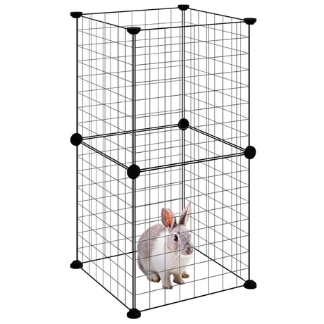 Vidaxl -Haustiere Käfig mit 8 Panels 35x35 cm Stahlschwarz