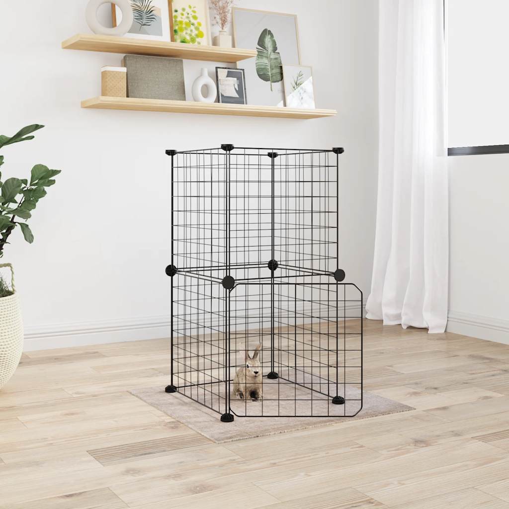 Vidaxl Pets Cage con puerta 8 paneles 35x35 cm de acero negro