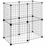 Vidaxl -Haustiere Käfig mit Tür 12 Paneele 35x35 cm Stahl schwarz