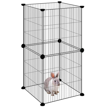 Vidaxl -Haustiere Käfig mit 8 Panels 35x35 cm Stahlschwarz
