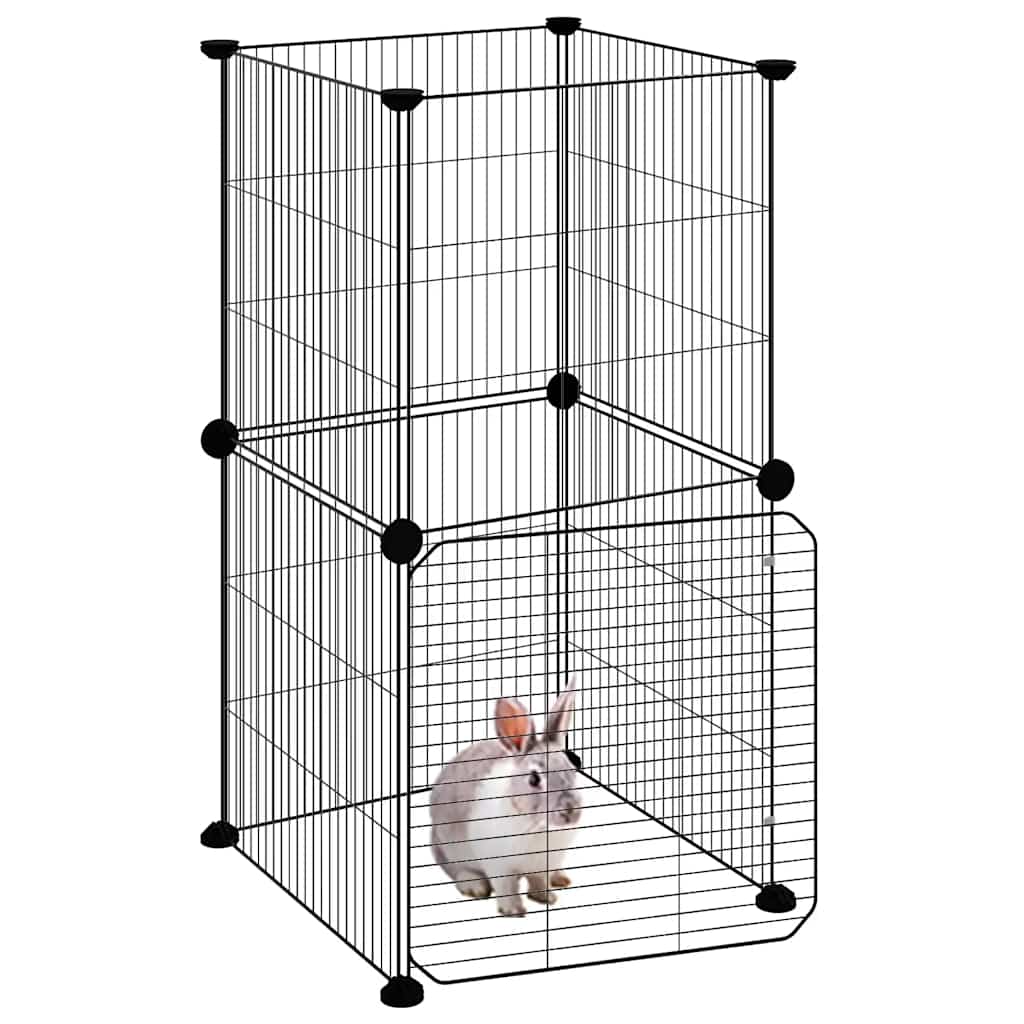 Vidaxl -Haustiere Käfig mit Tür 8 Paneele 35x35 cm Stahl schwarz