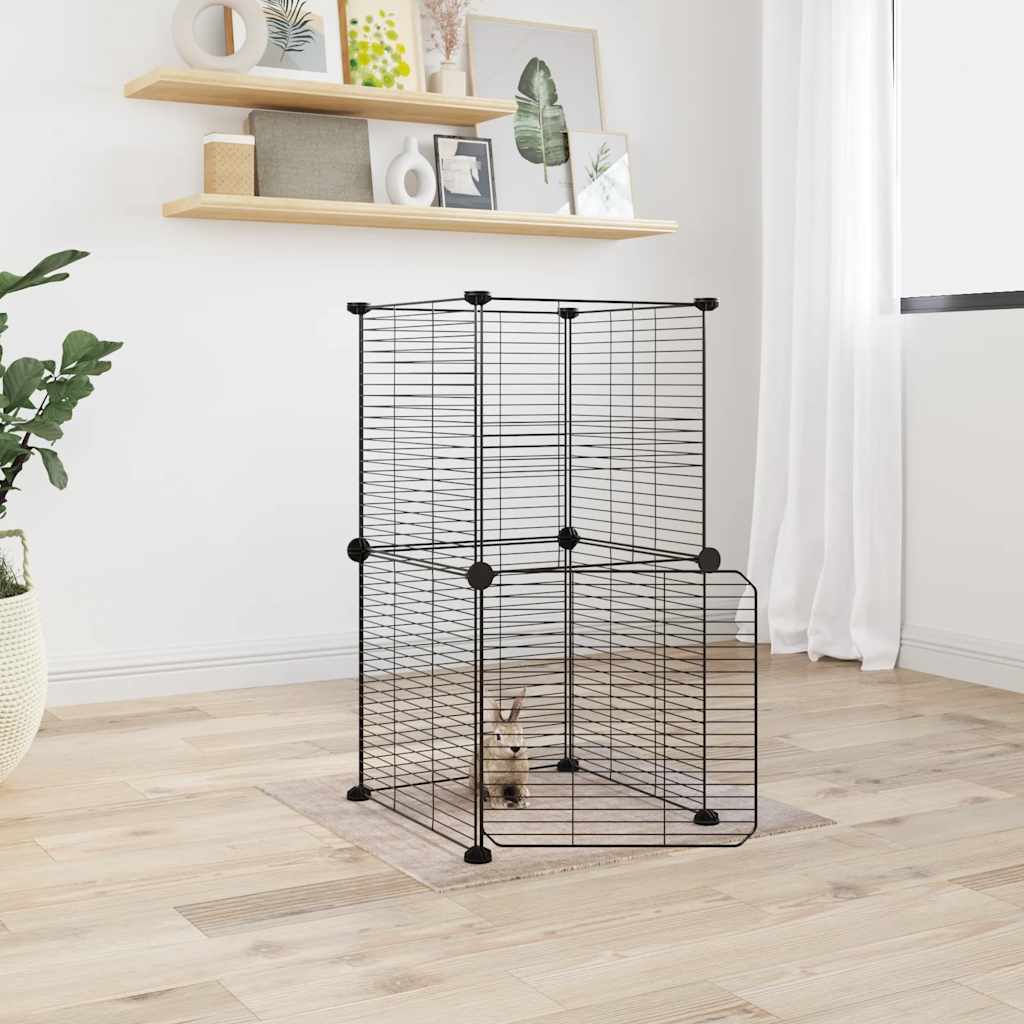 Vidaxl Pets Cage con puerta 8 paneles 35x35 cm de acero negro