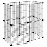 Vidaxl -Haustiere Käfig mit Tür 12 Paneele 35x35 cm Stahl schwarz