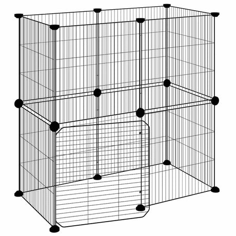 Vidaxl -Haustiere Käfig mit Tür 12 Paneele 35x35 cm Stahl schwarz
