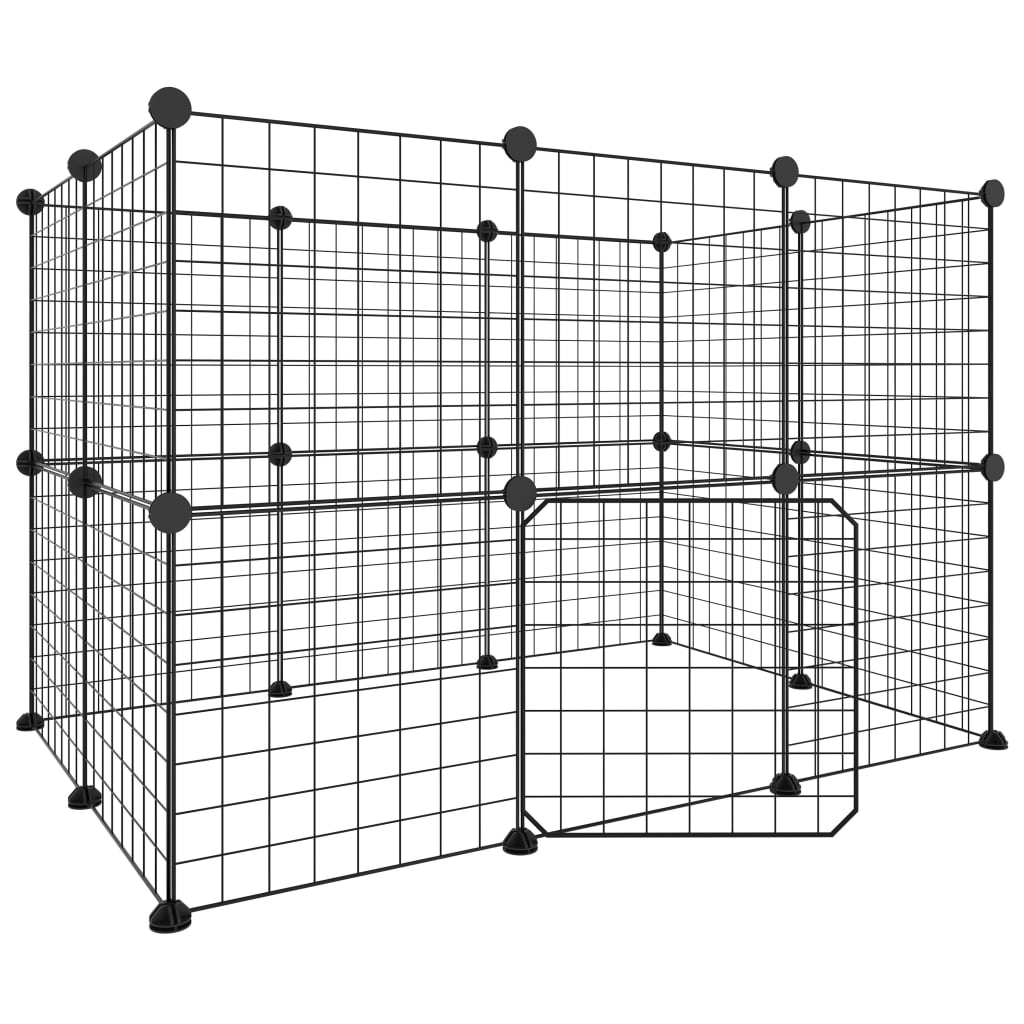 Vidaxl husdjur bur med dörr 20 paneler 35x35 cm stål svart