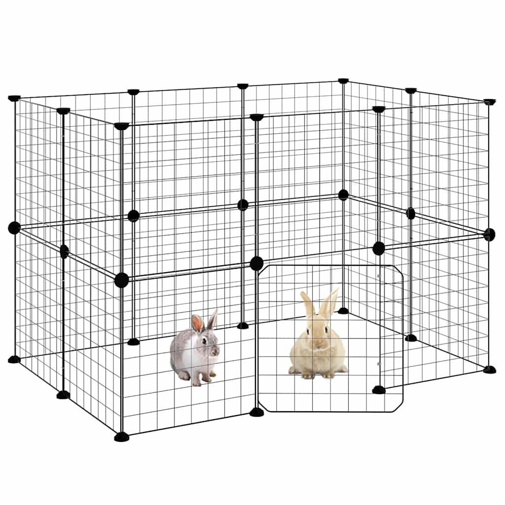 Vidaxl Haustiere Käfig mit Tür 20 Paneele 35x35 cm Stahl Schwarz