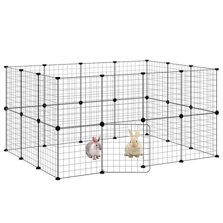 Vidaxl Haustiere Käfig mit Tür 28 Paneele 35x35 cm Stahl schwarz