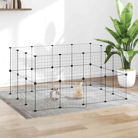 Vidaxl Haustiere Käfig mit Tür 28 Paneele 35x35 cm Stahl schwarz