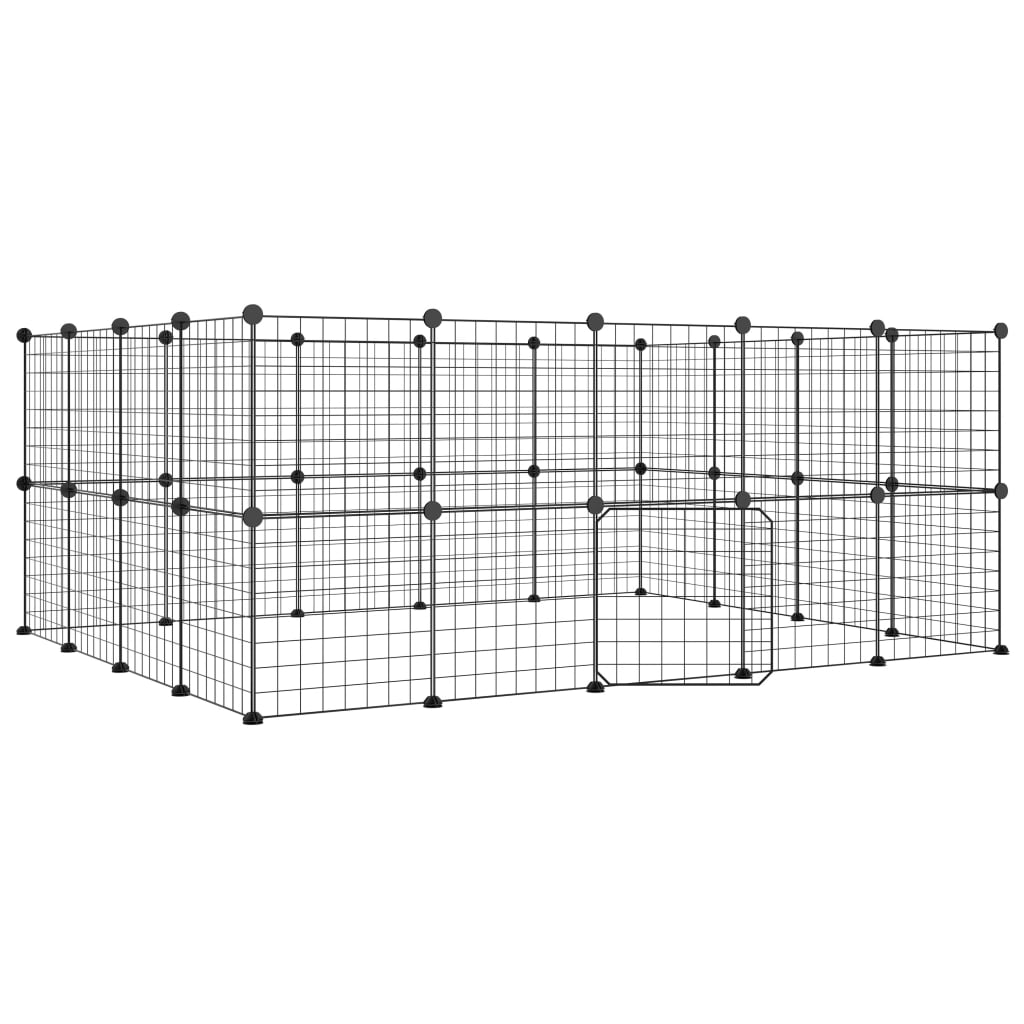 Vidaxl Pets Cage med dør 36 paneler 35x35 cm stål svart