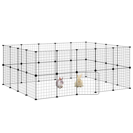 Vidaxl Haustiere Käfig mit Tür 36 Paneele 35x35 cm Stahl schwarz