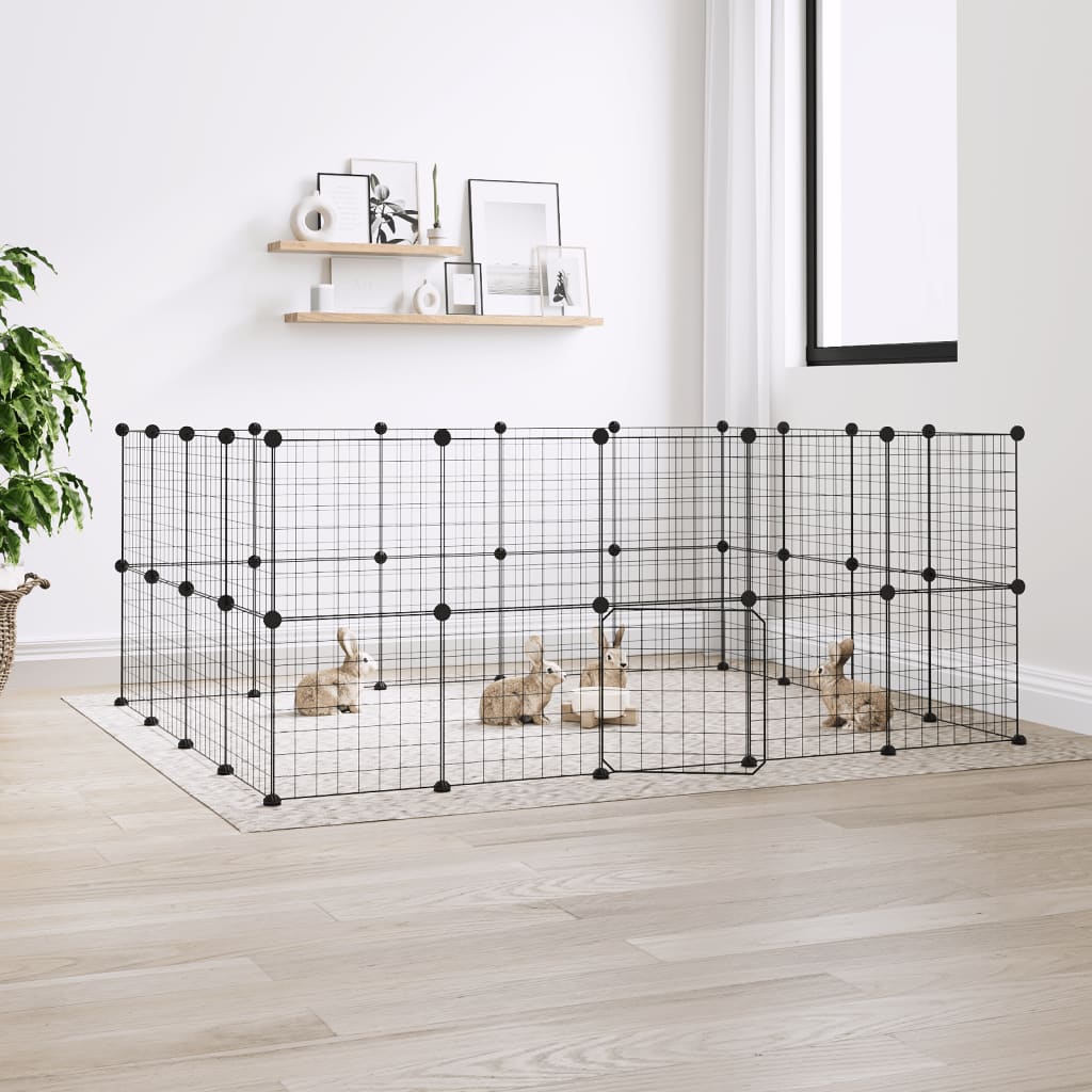 Vidaxl Pets Cage med dør 36 paneler 35x35 cm stål svart