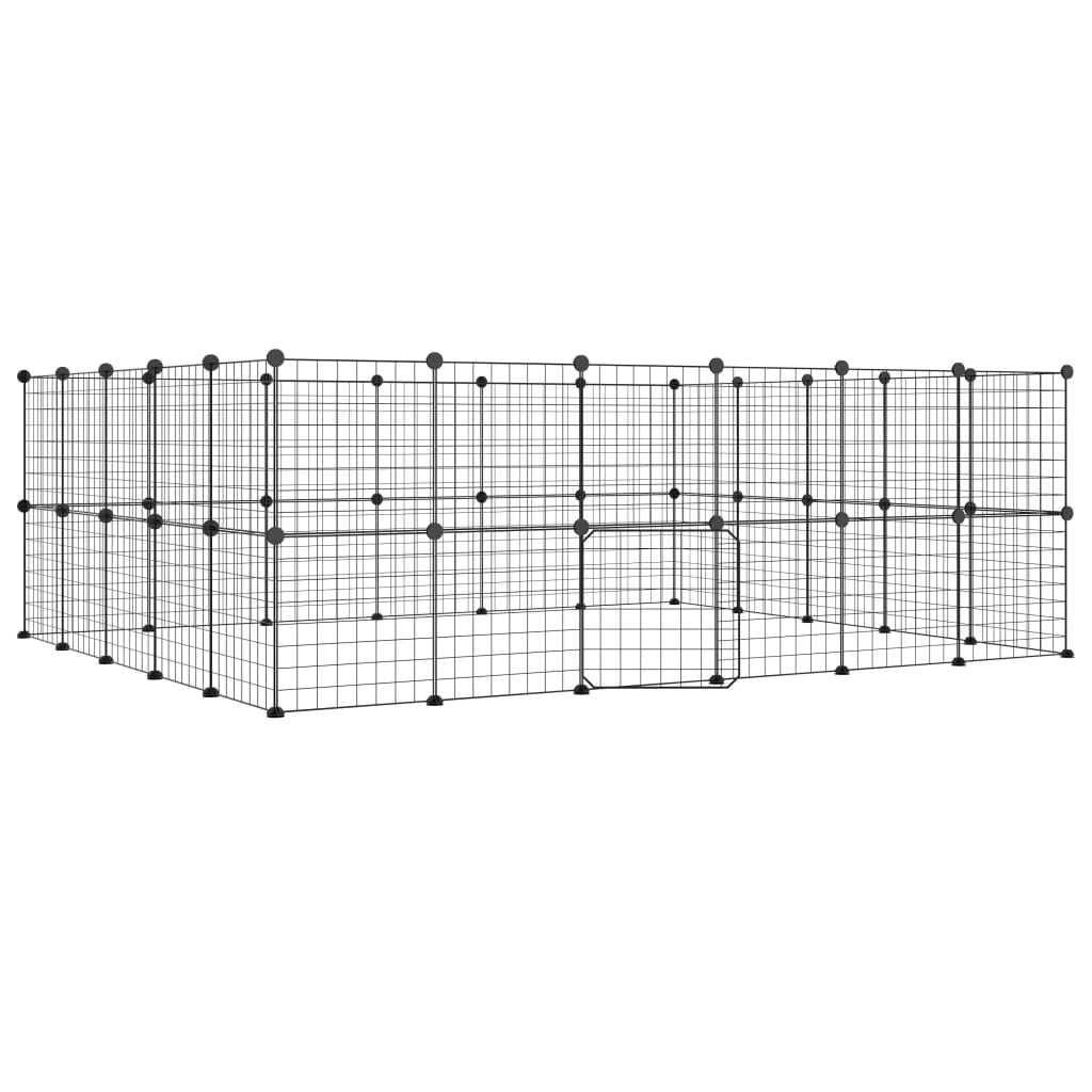 Vidaxl Pets Cage with Door 44 Panels 35x35 cm stål svart