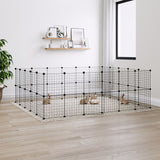 Vidaxl Pets Cage with Door 44 Panels 35x35 cm stål svart