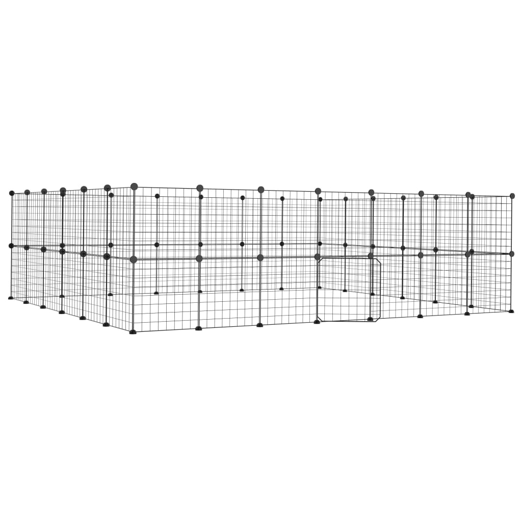 Vidaxl Pets Cage with Door 52 Panels 35x35 cm stål svart