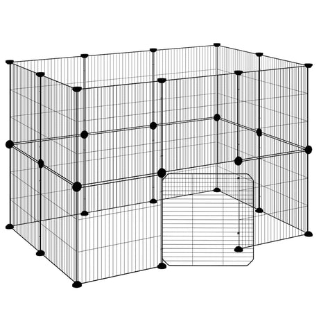 Vidaxl Haustiere Käfig mit Tür 20 Paneele 35x35 cm Stahl Schwarz