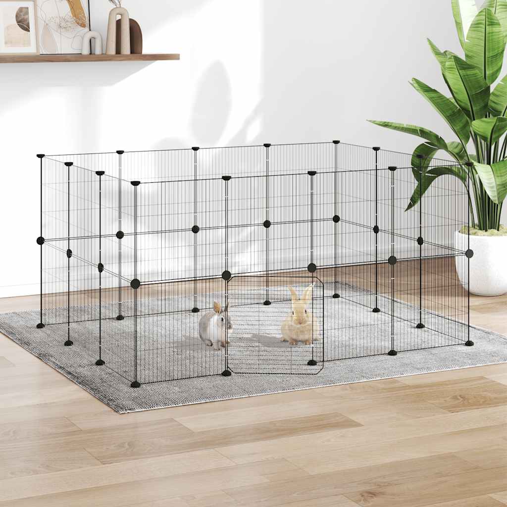 Vidaxl Haustiere Käfig mit Tür 28 Paneele 35x35 cm Stahl schwarz
