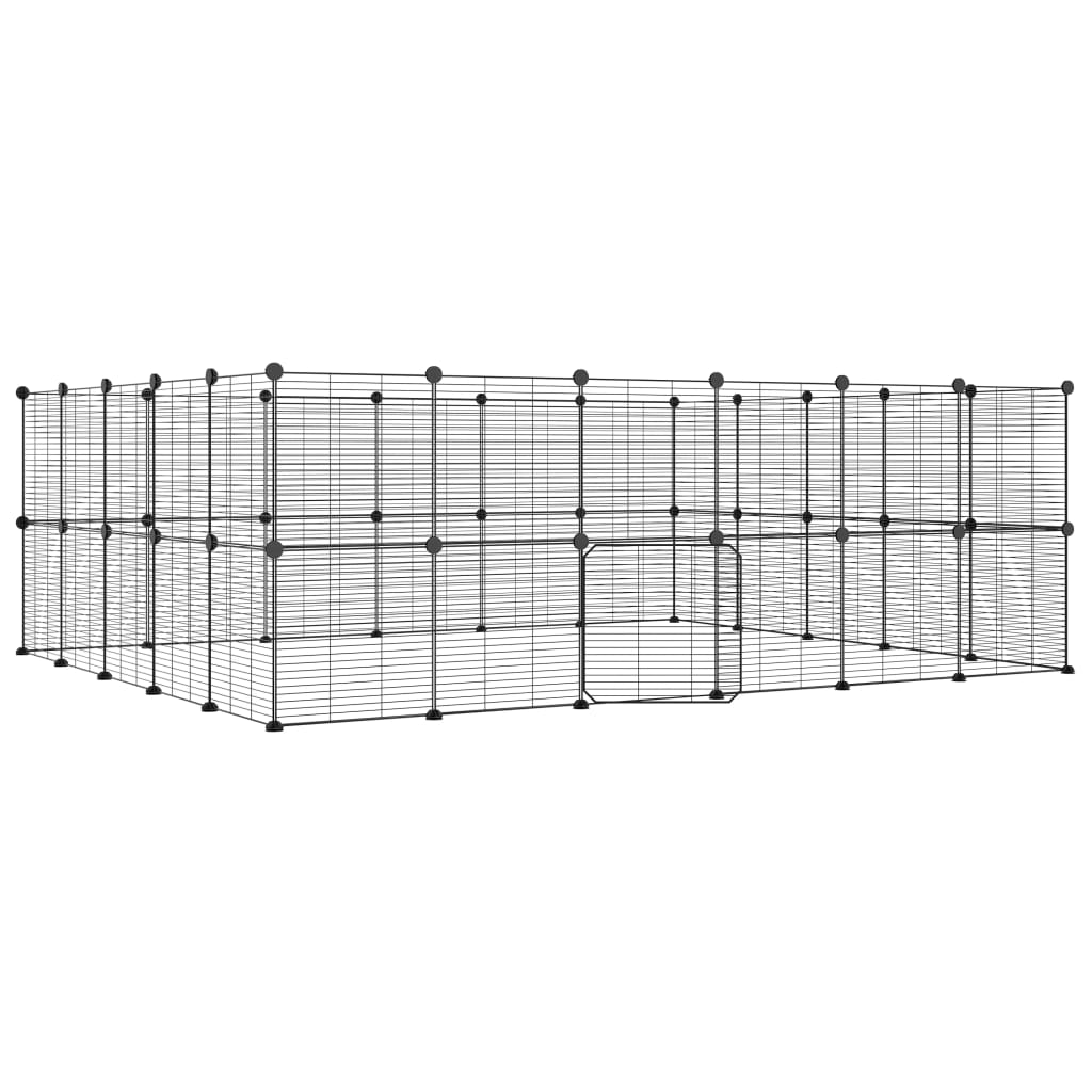 Vidaxl Pets Cage with Door 44 Panels 35x35 cm stål svart