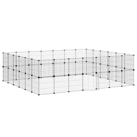 Vidaxl -Haustiere Käfig mit Tür 52 Paneele 35x35 cm Stahl schwarz