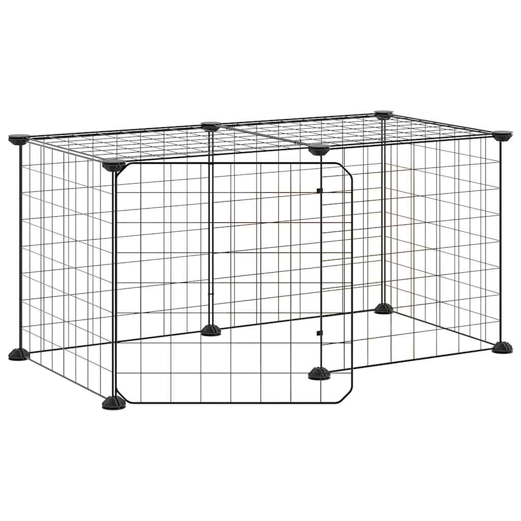 Vidaxl -Haustiere Käfig mit Tür 8 Paneele 35x35 cm Stahl schwarz