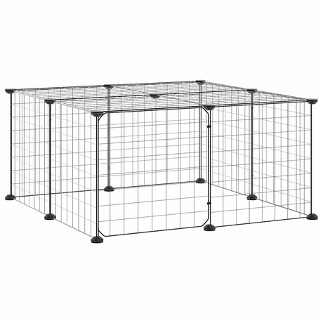 Vidaxl -Haustiere Käfig mit Tür 12 Paneele 35x35 cm Stahl schwarz