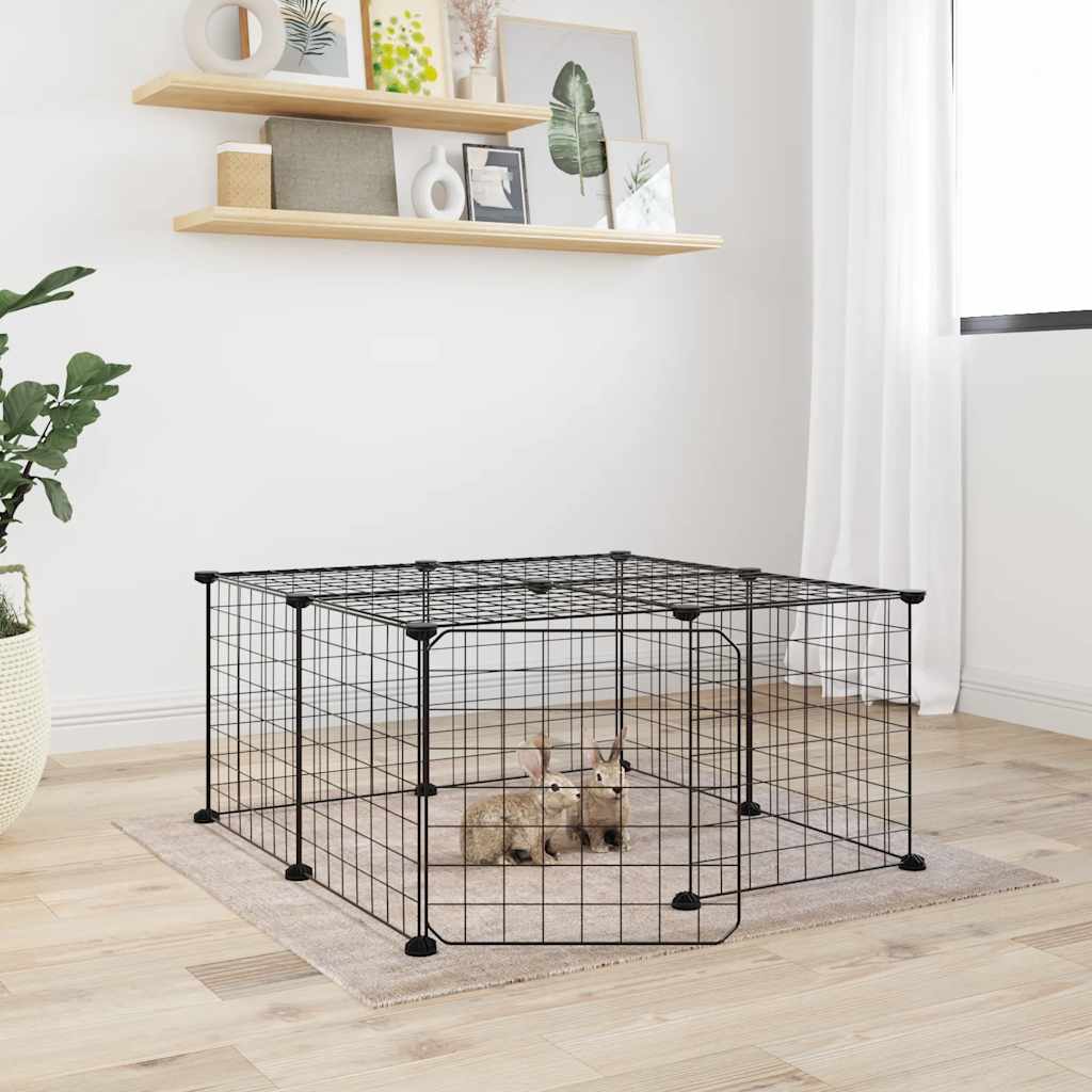 Vidaxl Pets Cage z vrati 12 plošč 35x35 cm jeklena črna