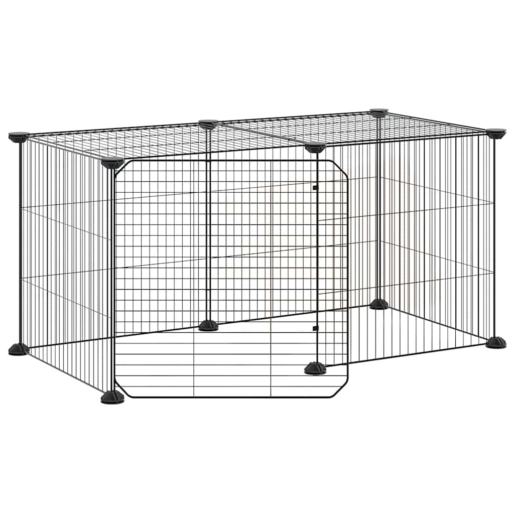 Vidaxl -Haustiere Käfig mit Tür 8 Paneele 35x35 cm Stahl schwarz