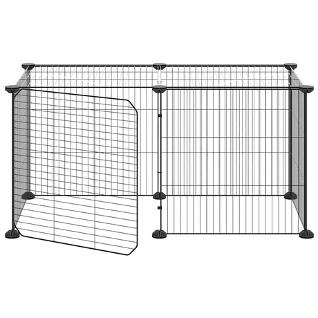 Vidaxl -Haustiere Käfig mit Tür 8 Paneele 35x35 cm Stahl schwarz