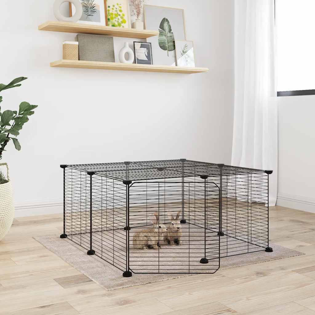 Vidaxl Pets Cage con puerta 12 paneles 35x35 cm de acero negro