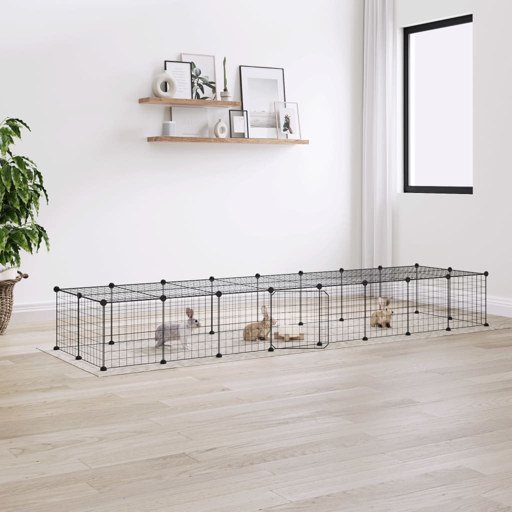 Vidaxl Pets Cage med dør 36 paneler 35x35 cm stål svart