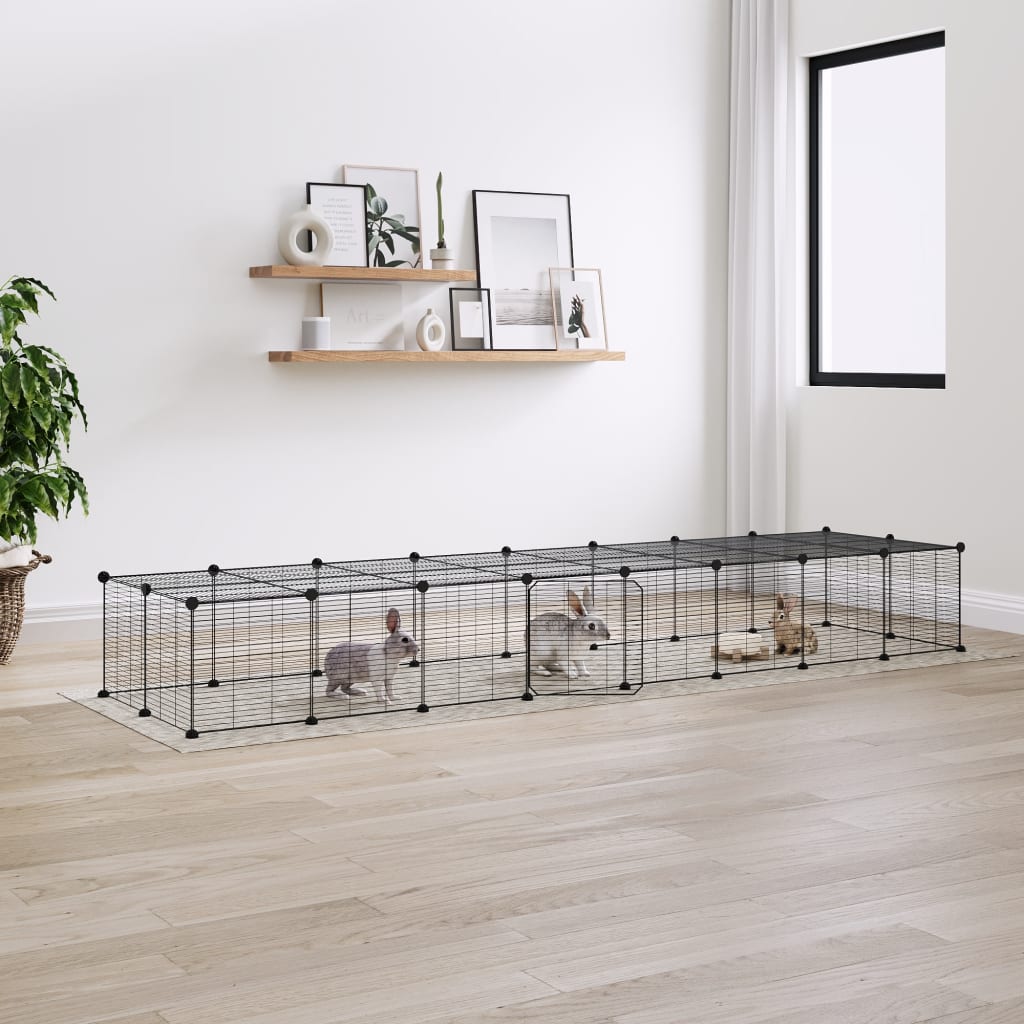 Vidaxl Pets Cage med dør 36 paneler 35x35 cm stål svart