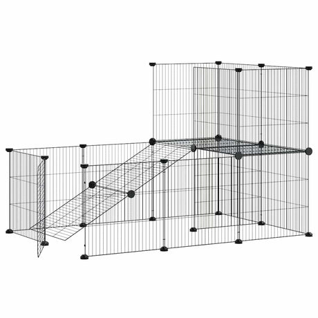 Vidaxl Haustiere Käfig mit Tür 20 Paneele 35x35 cm Stahl Schwarz