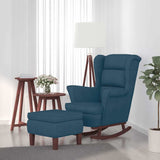 Vidaxl schommelstoel met oorleuning fluweel massief hout blauw