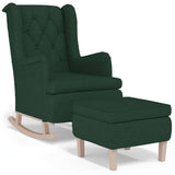 Vidaxl fauteuil met schommelpoten en voetenbank stof donkergroen