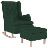 Vidaxl fauteuil met schommelpoten en voetenbank stof donkergroen