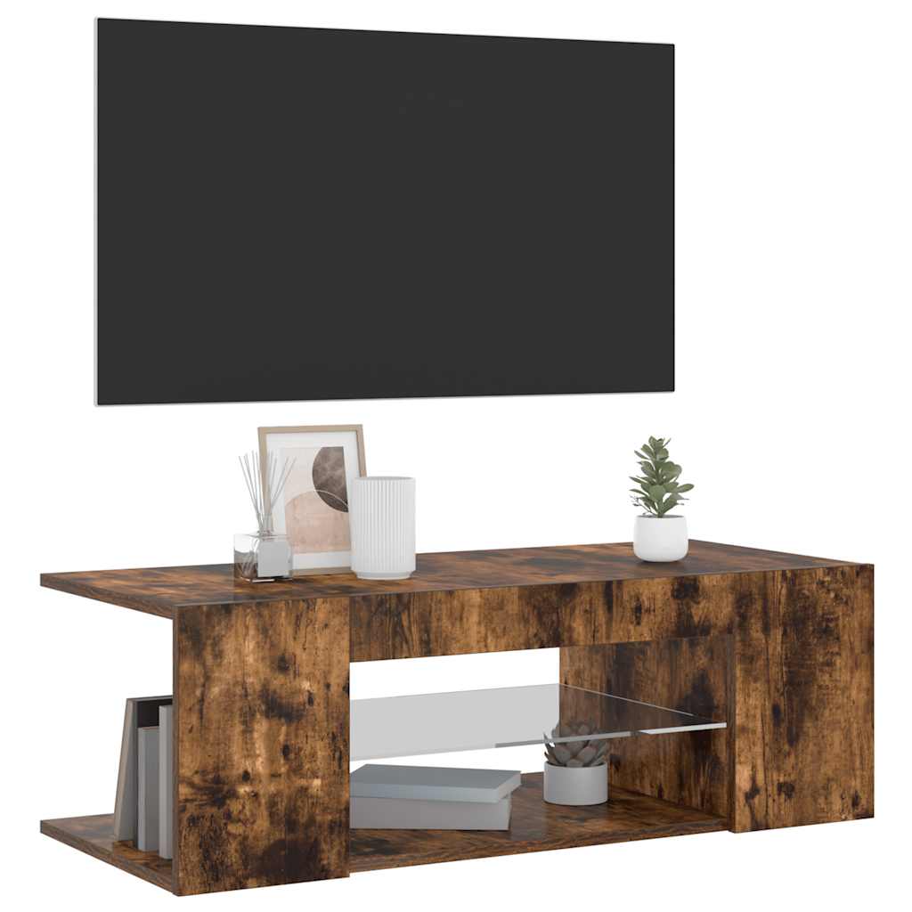 Vidaxl tv-meubel met led-verlichting 90x39x30 cm gerookt eikenkleurig