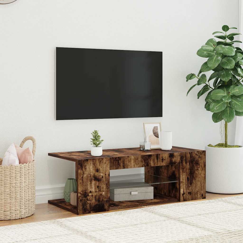 Vidaxl tv-meubel met led-verlichting 90x39x30 cm gerookt eikenkleurig