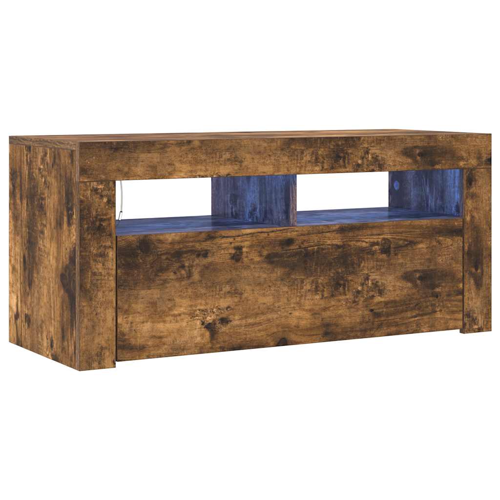 Vidaxl tv-meubel met led-verlichting 90x35x40 cm gerookt eikenkleurig