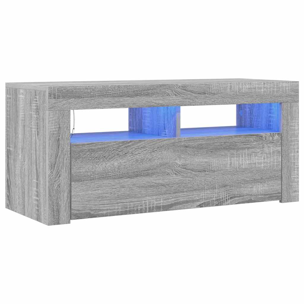 Vidaxl tv-meubel met led-verlichting 90x35x40 cm grijs sonoma eiken