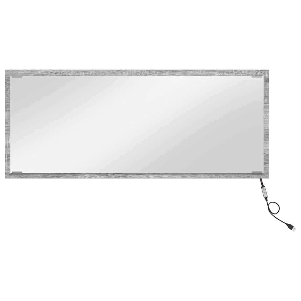 Vidaxl spiegel met spiegel grijs sonoma 90 x 8,5 x 37 cm bewerkt hout