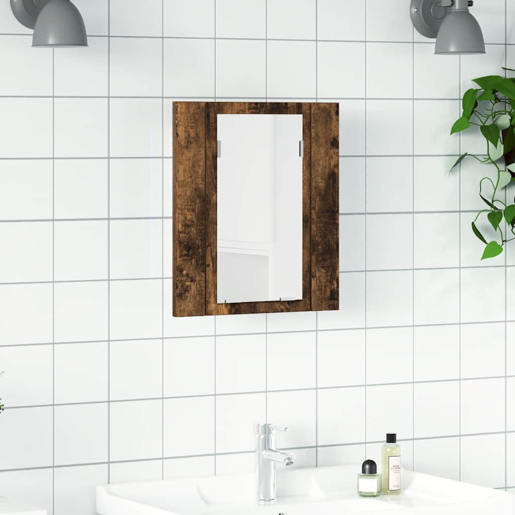 Vidaxl badkamerspiegelkast led 40x12x45 cm bewerkt hout gerookt eiken