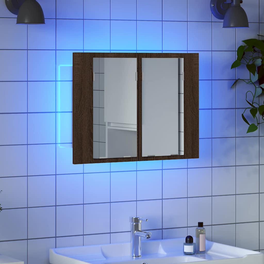 Vidaxl spiegelkast led 60x12x45 cm bewerkt hout bruin eikenkleur