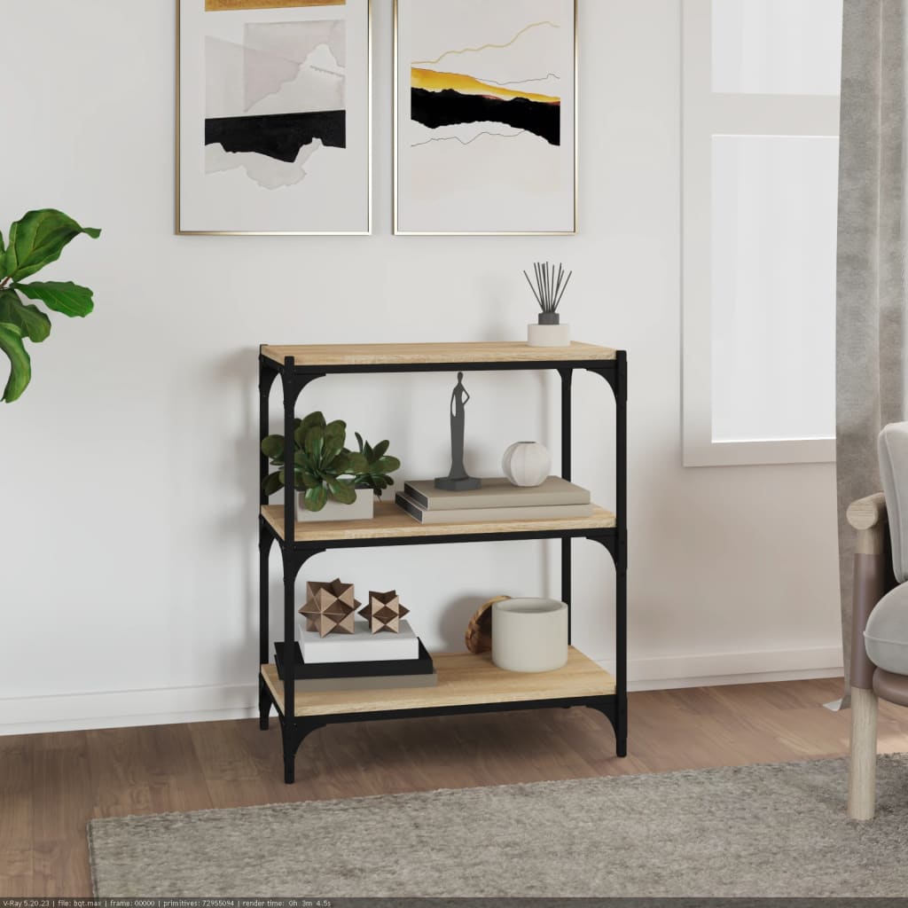 Vidaxl boekenkast 60x33x70,5cm bewerkt hout en staal sonoma eikenkleur