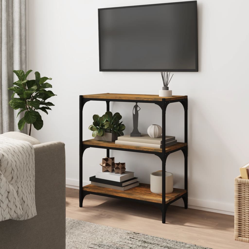 Vidaxl boekenkast 60x33x70,5 cm bewerkt hout en staal gerookt eiken
