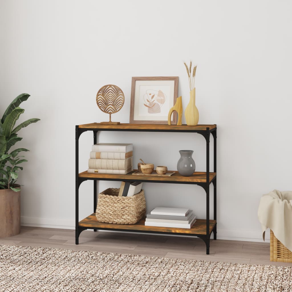 Vidaxl boekenkast 80x33x70,5 cm hout en staal gerookt eikenkleur