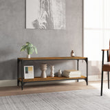 Vidaxl tv-meubel 100x33x41 cm bewerkt hout en staal gerookt eikenkleur
