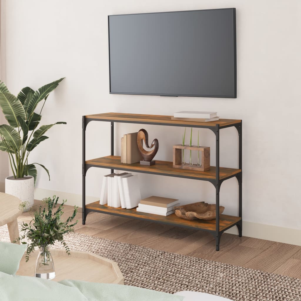 Vidaxl boekenkast 100x33x70,5 cm bewerkt hout en staal gerookt eiken