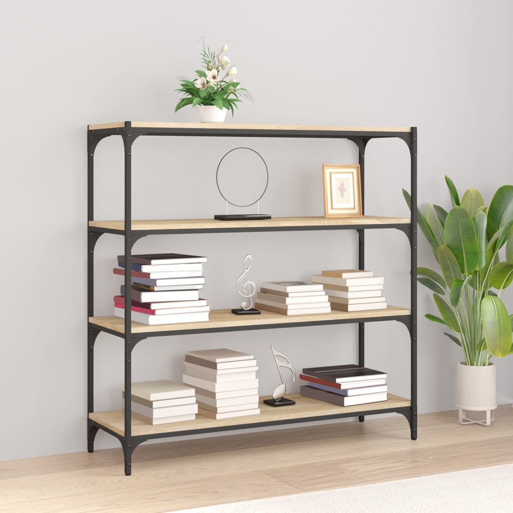 Vidaxl boekenkast 100x33x100 cm bewerkt hout en staal sonoma eiken