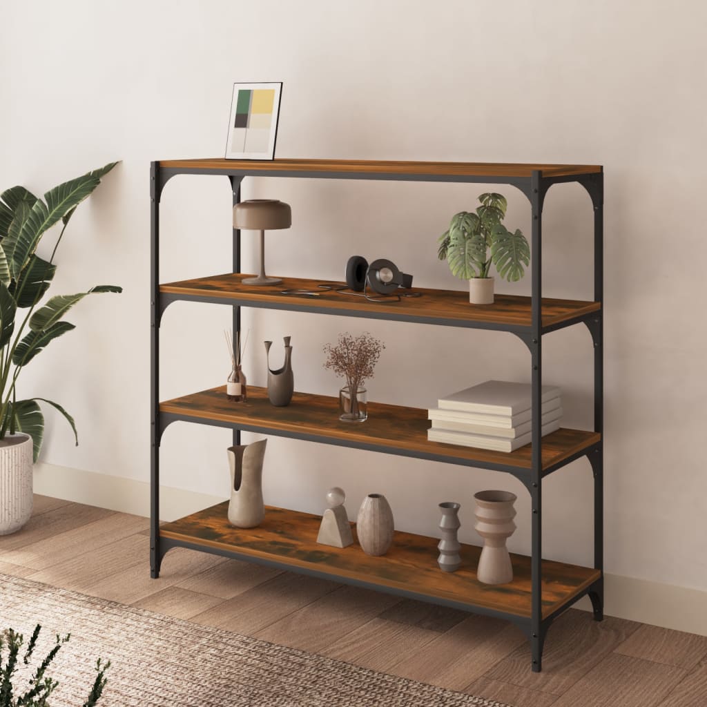 Vidaxl boekenkast 100x33x100 cm bewerkt hout en staal gerookt eiken