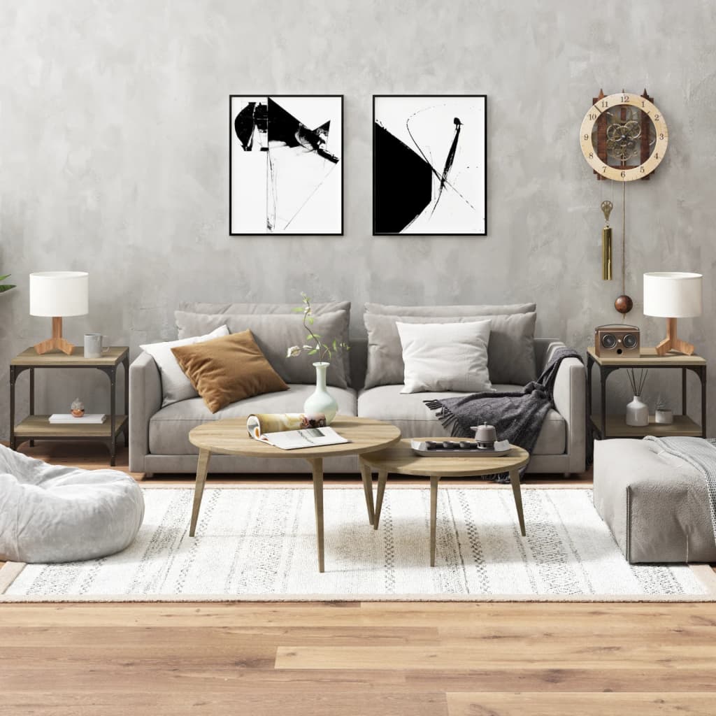 Vidaxl bijzettafels 2 st 40x40x40 cm bewerkt hout sonoma eikenkleurig