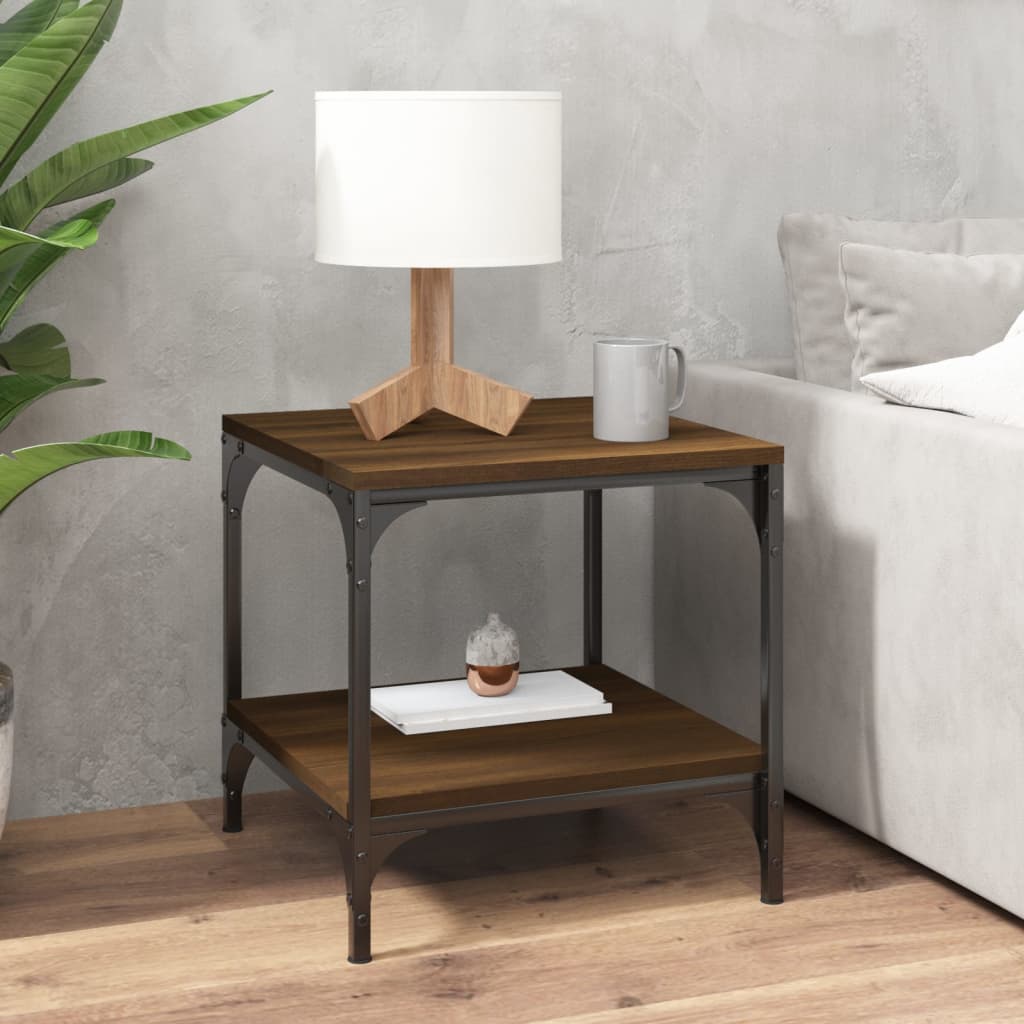 Vidaxl bijzettafels 2 st 40x40x40 cm bewerkt hout bruineiken